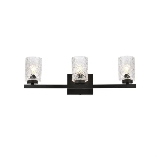 Cassie 3 lights bath sconce in black with clear shade {1}