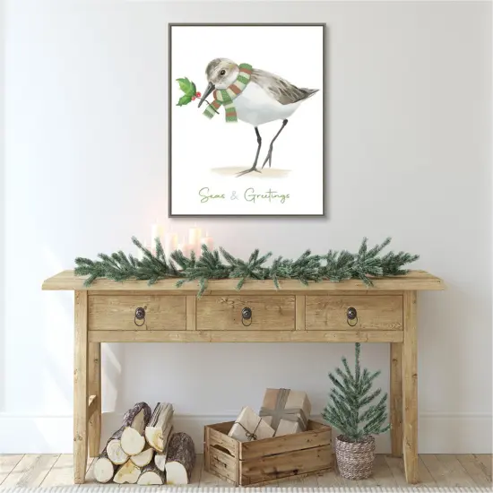 Christmas Sandpiper II by Lucca Sheppard Canvas Art Framed {5}