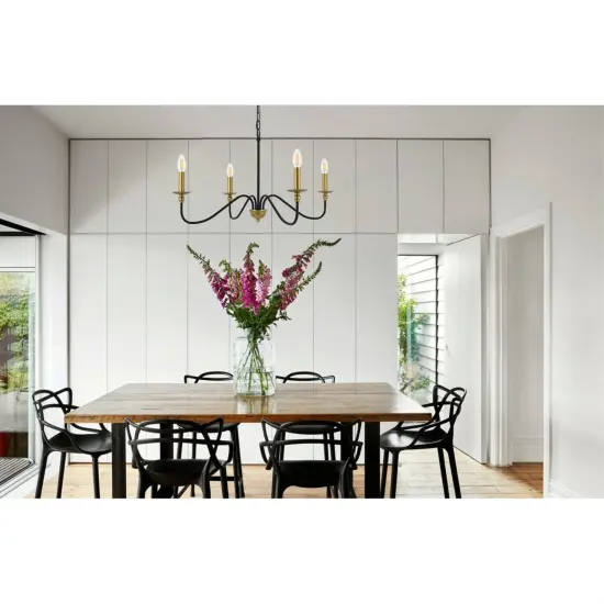 Rohan 4 light Matte Black and Brass Pendant {2}