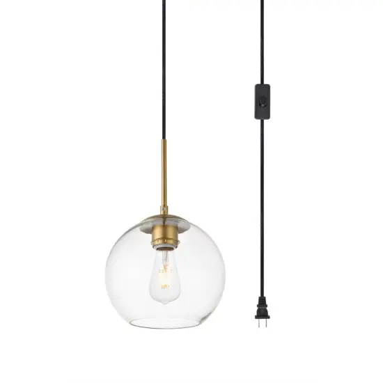Baxter 1 Light brass plug-in pendant With Clear Glass {3}