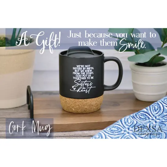 Dexsa Sisters In Heart Designer Cork Bottom Mug with Lid - 14 oz {3}