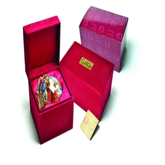 Peaceful Tranquility Autumn Farm Scene Hand Painted Glass Hanging Ornament {3}