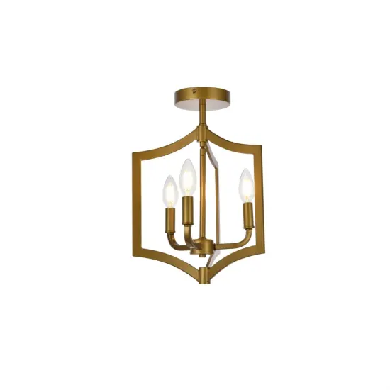 Kiera 3 lights flush mount in brass {1}