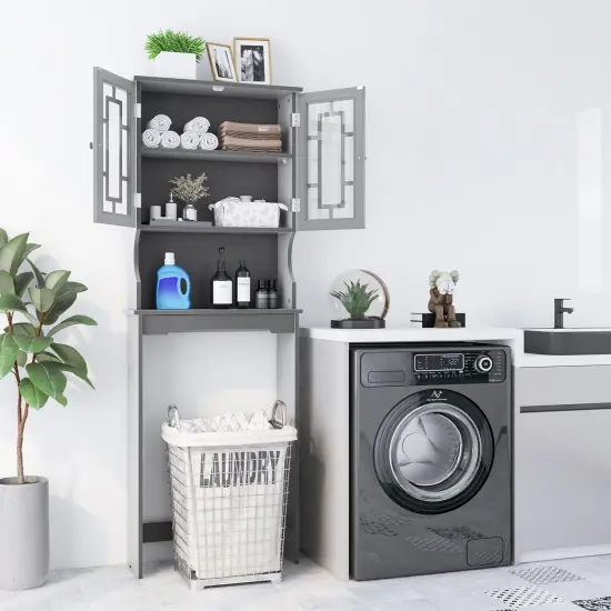 Bathroom Spacesaver Organizer with Adjustable Shelf Grey {6}