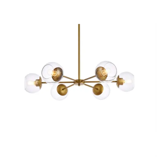 Briggs 30 inch pendant in brass with clear shade {3}