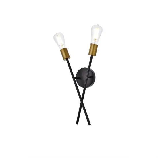 Armin 2 lights wall sconce in black with brass {3}