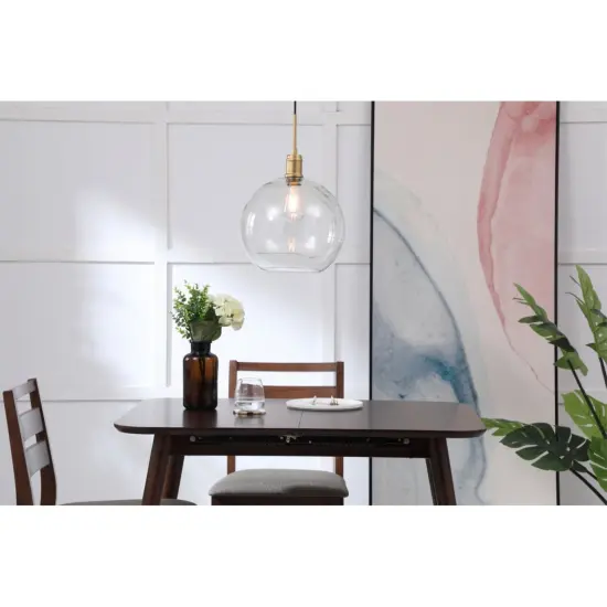 Emett 1 light Brass and Clear glass pendant {2}