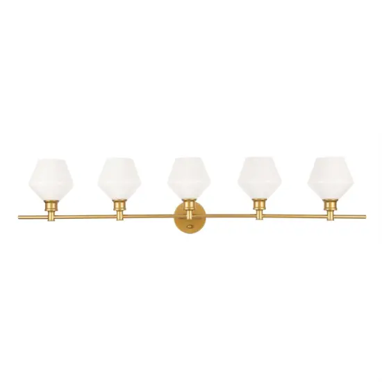 Gene 5 light Brass and Frosted white glass Wall sconce {3}