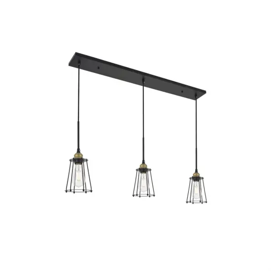 Auspice 3 light brass and black Pendant {4}