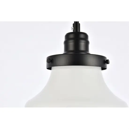 Lyle 1 light Black and frosted white glass plug in pendant {5}