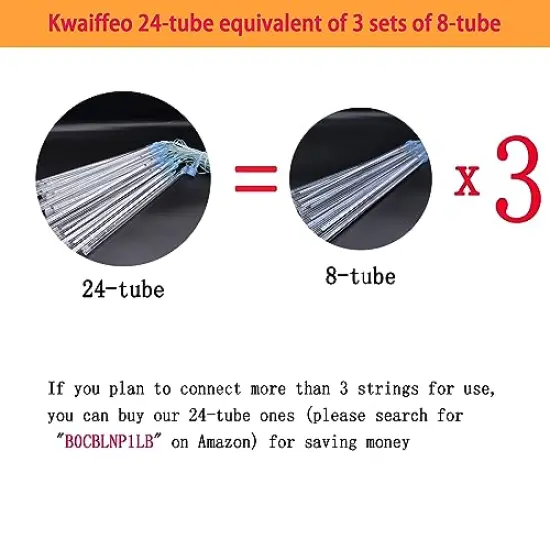 Kwaiffeo Christmas Lights Outdoor, Meteor Shower Lights Falling Rain Lights 12 inch 8 Tube 192 LED Snow Falling Icicle Cascading Lights for Xmas Tree Halloween Decoration Wedding Party, UL Plug, White {3}