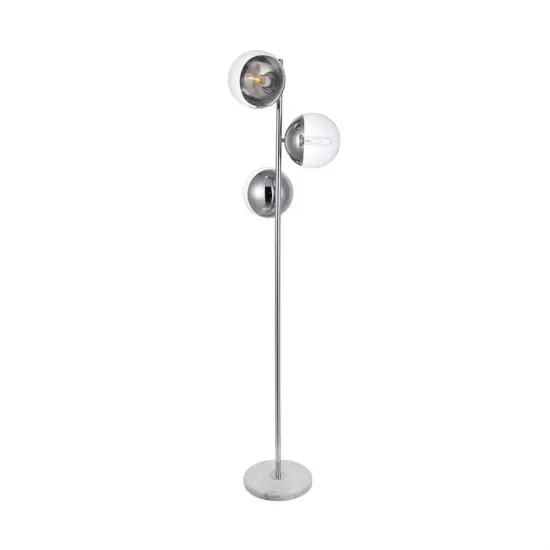 Eclipse 3 Lights Chrome Floor Lamp With Clear Glass {1}