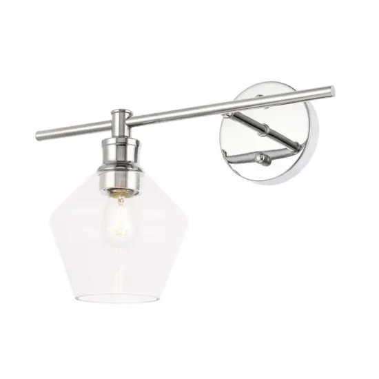 Gene 1 light Chrome and Clear glass left Wall sconce {5}