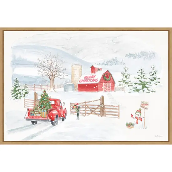 Home For The Holidays I Snowman by Beth Grove Canvas Art Framed {1}