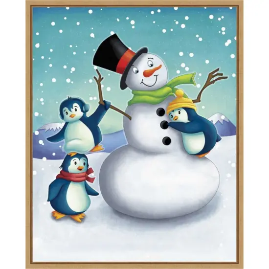 Joyful Snowman by Josefina Canvas Art Framed {1}