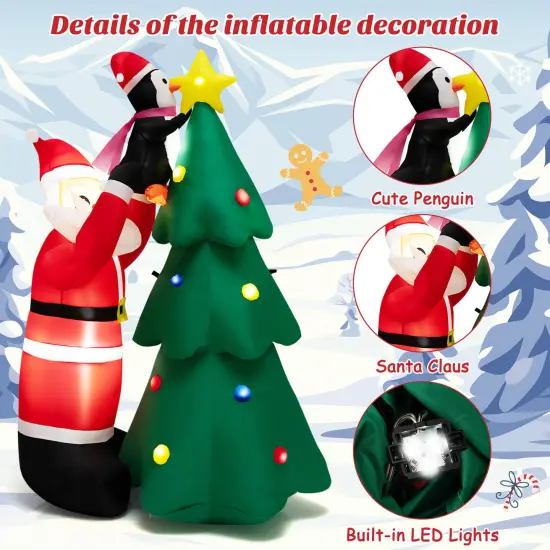 6 Feet Inflatable Christmas Tree and Santa Claus with LED and Air Blower {5}