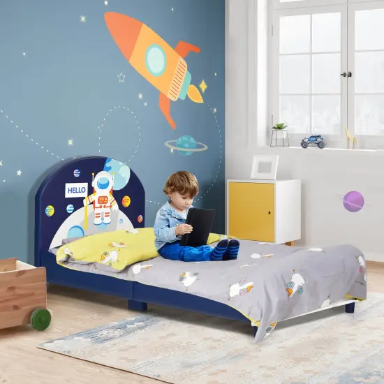 Kids Upholstered Platform Bed with Headboard and Footboard {3}
