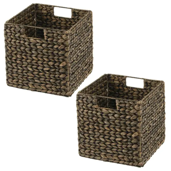 mDesign Hyacinth Kitchen Storage Basket with Handles, 2 Pack {3}