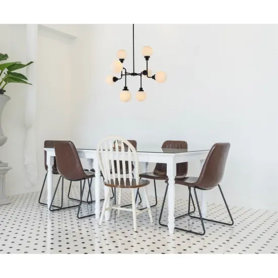 Hanson 8 lights pendant in black with frosted shade {2}