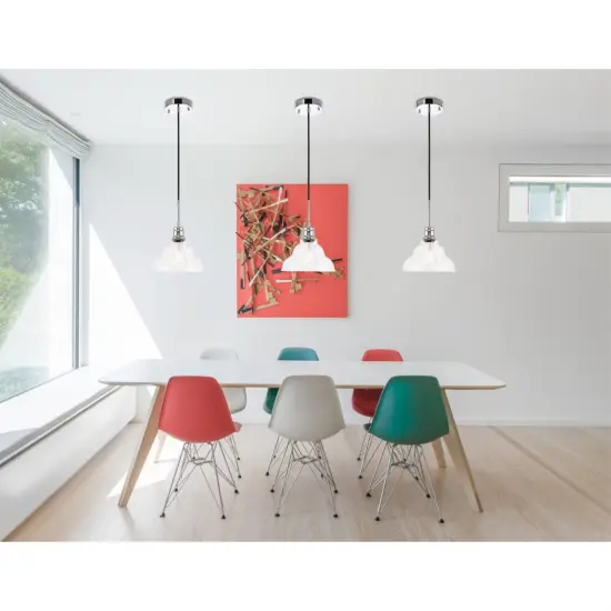 Gil 1 light Chrome and Clear seeded glass pendant {2}