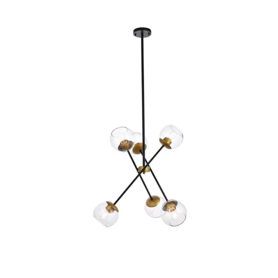 Axl 24 inch pendant in black and brass with clear shade {1}