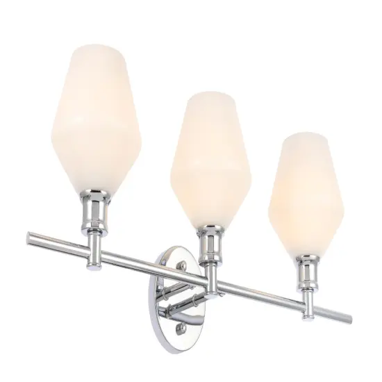Gene 3 light Chrome and Frosted white glass Wall sconce {6}