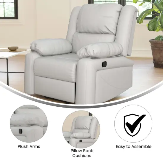 Emma and Oliver Recliner with Bustle Back and Padded Arms Cream Faux Leather {2}