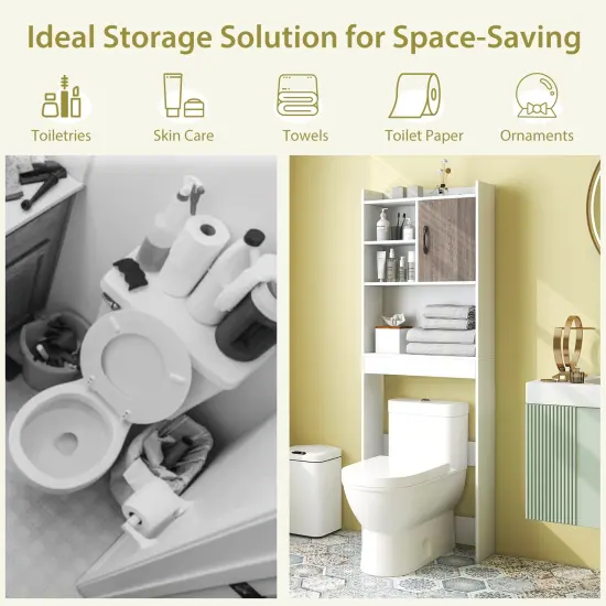 4-Tier Space-saving Toilet Sorage Cabinet with Open Shelves {6}