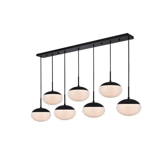 Eclipse 7 Lights Black Pendant With Frosted White Glass {3}