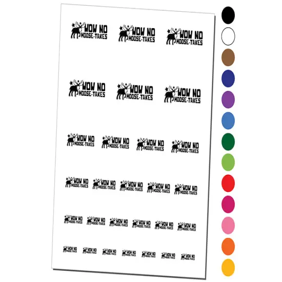 Wow No Moose-takes Mistakes Teacher Student School Temporary Tattoo Water Resistant Fake Body Art Set Collection Brown {1}