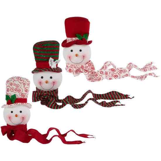 Northlight Plush Snowmen in Hats Christmas Ornaments - 12.5" - Set of 3 Red {1}