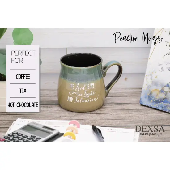 Dexsa Lord Coffee Tea Soup Ceramic Mug | The Lord is my light and salvation! | 16 ounce Designer Mug with Inspiring Sentiment | Elegant Pottery Look {2}