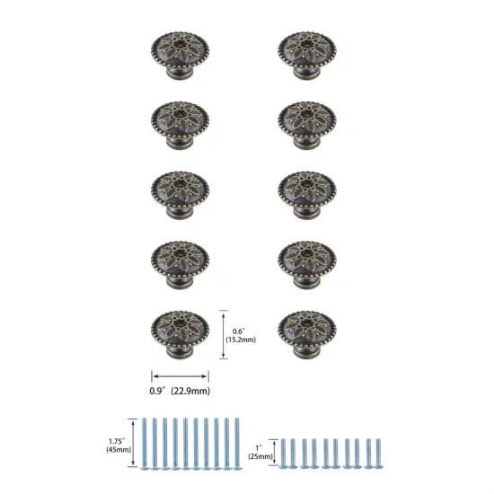 Corio 0.9" Diameter Antique Bronze Mushroom Knob Multipack (Set of 10) {6}