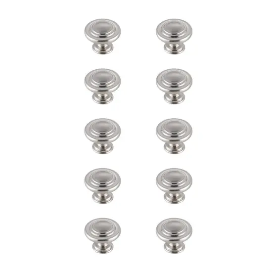 Minu 1.3" Diameter Brushed Nickel Mushroom Knob Multipack (Set of 10) {1}