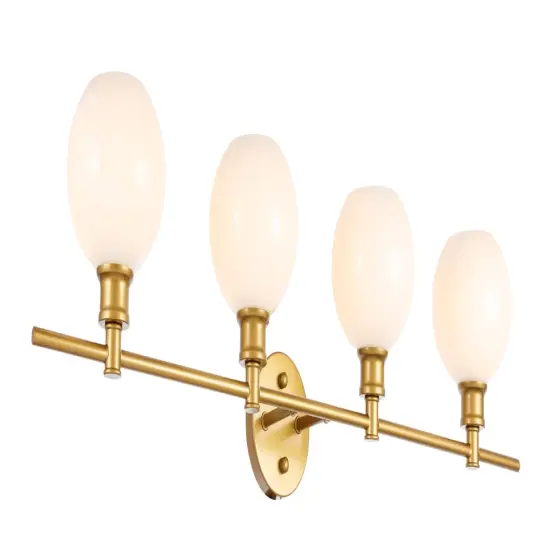 Collier 4 light Brass and Frosted white glass Wall sconce {6}