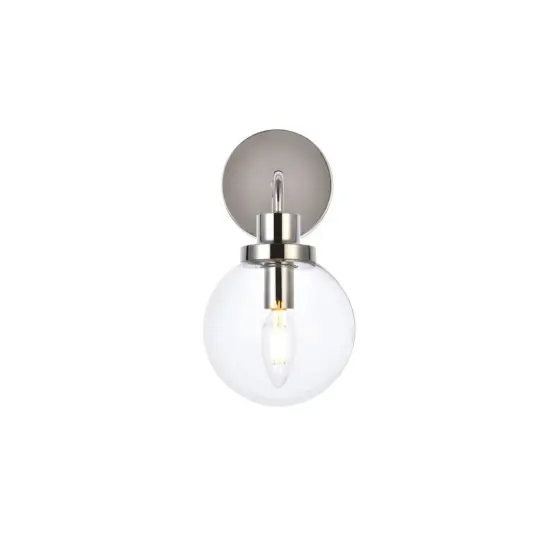 Hanson 1 light bath sconce in polished nickel with clear shade {1}