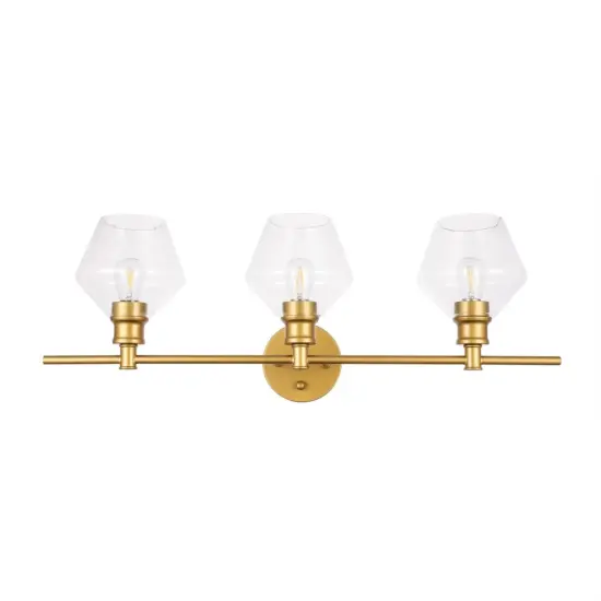 Gene 3 light Brass and Clear glass Wall sconce {3}