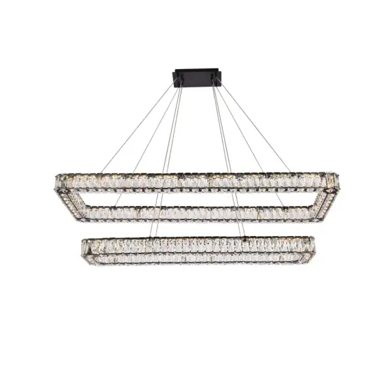 Monroe 50 inch LED double rectangle pendant in black {1}