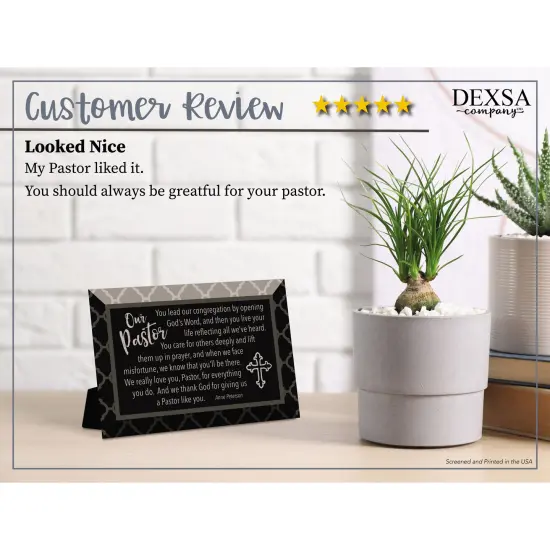 Dexsa Our Pastor Glass Plaque with Easel 4 inches x 6 inches {2}