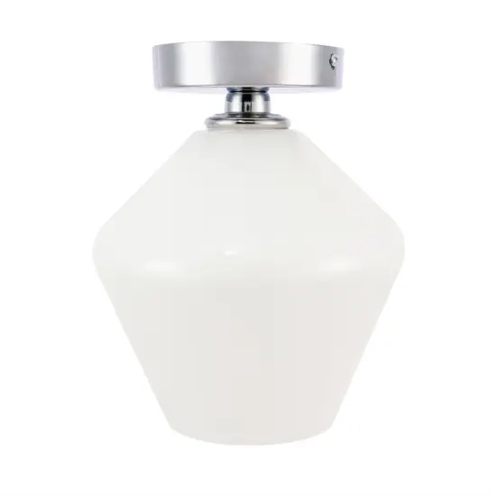 Gene 1 light Chrome and Frosted white glass Flush mount {3}