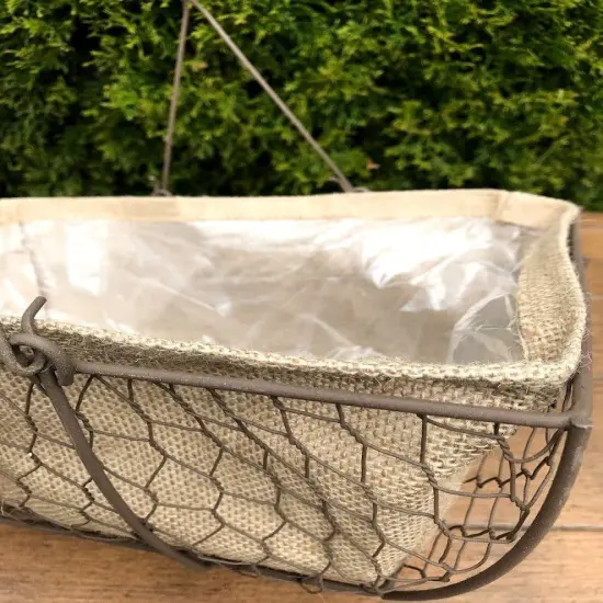 Herb Wire & Burlap Basket Planter {4}