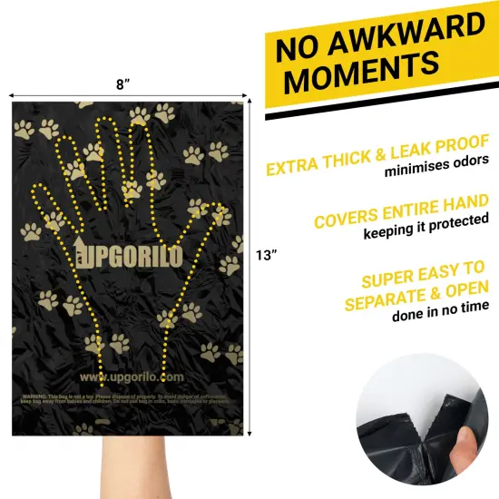 Emma and Oliver Kirk 20 Roll Set of 8 x 13 Unscented Premium Pet Waste Station Bags, 4000 Extra Thick and Strong Leak Proof Dog Waste Bags Black {2}