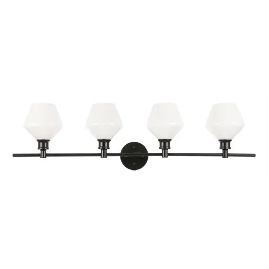 Gene 4 light Black and Frosted white glass Wall sconce {3}