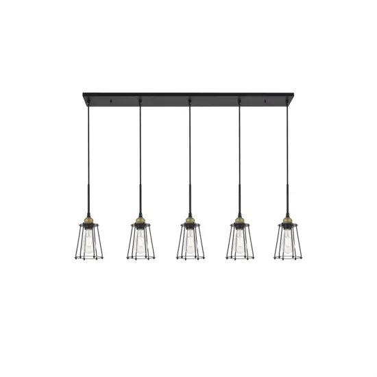Auspice 5 light brass and black Pendant {1}