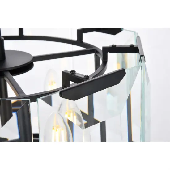 Monaco 4 light Flat Black (Matte) Pendant Clear Glass Crystal {5}