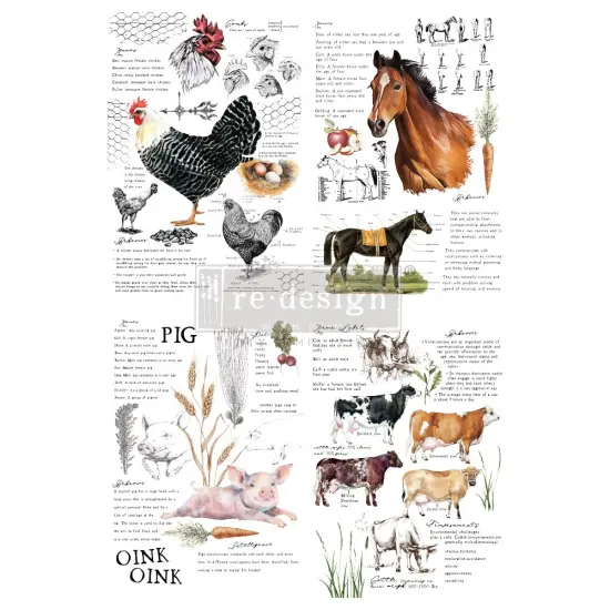 Redesign with Prima Redesign Decor Transfers&reg; Farm Life Total Sheet Size 24"x35",Cut Into 2 Sheets 655350646165 {1}
