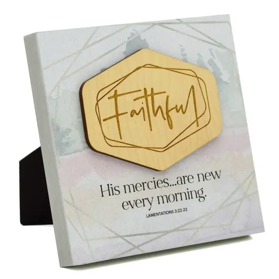 Dexsa Faithful-His Mercies Meadow Wood Plaque 6 inches x 6 inches {1}