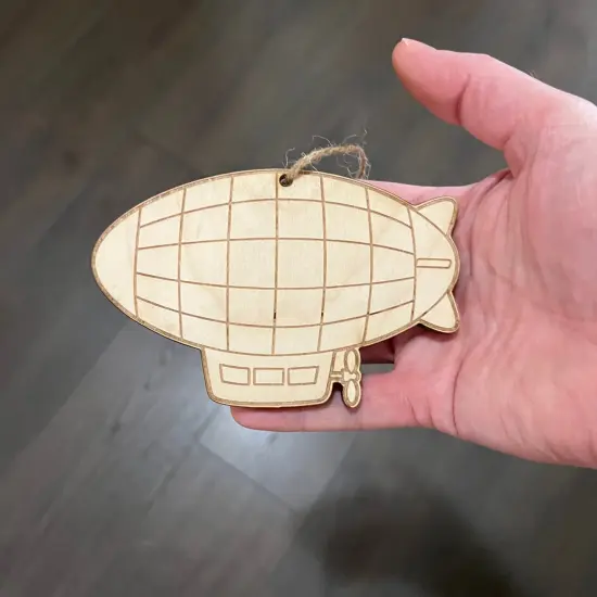 Zeppelin Blimp - Ornament Raw Wood {2}