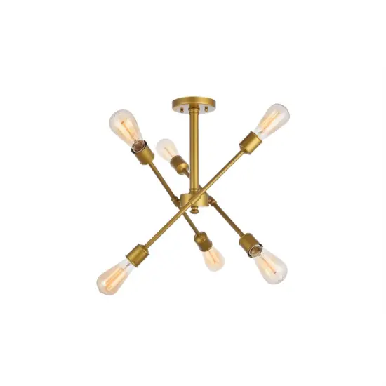 Axel 6 Lights Brass Flush Mount {3}