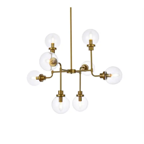 Hanson 8 lights pendant in brass with clear shade {3}